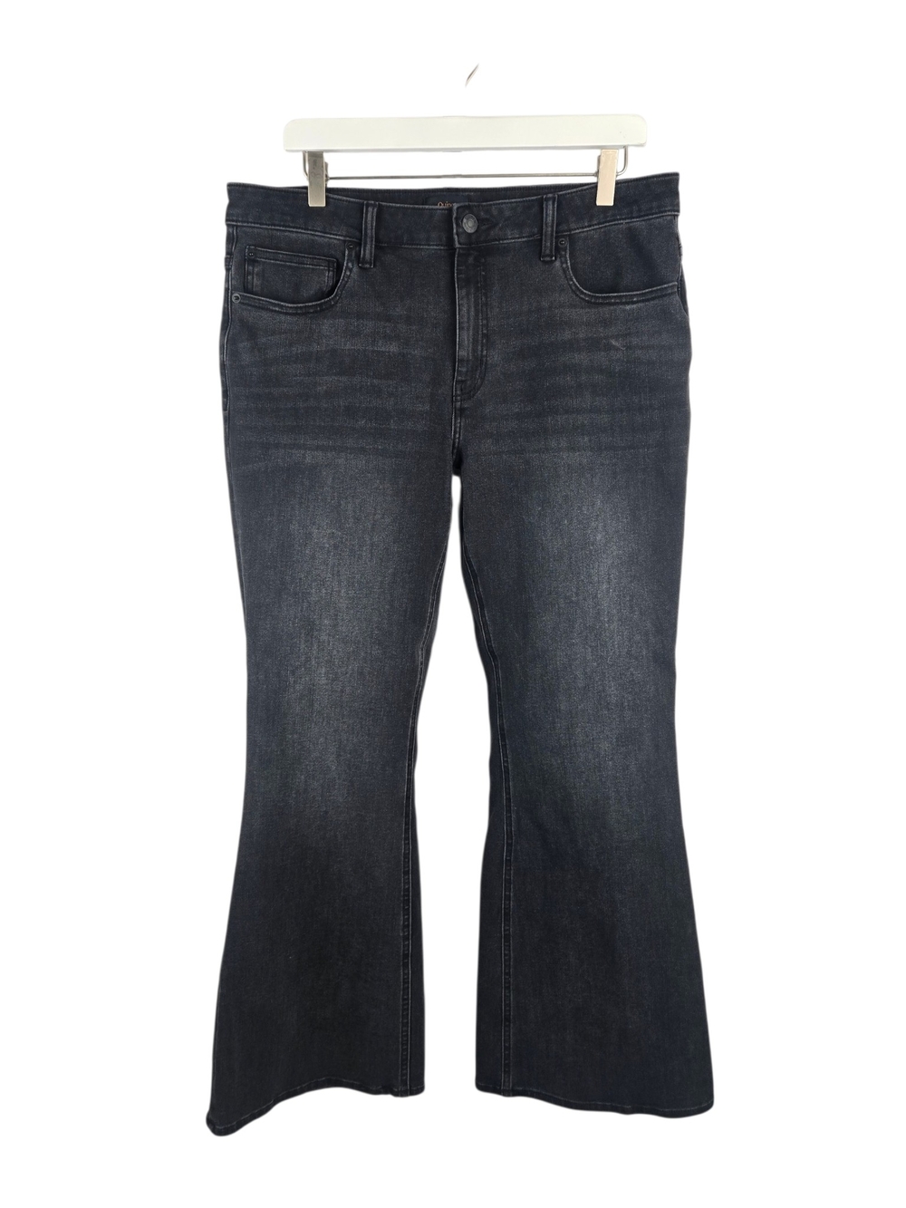 Quince Luna Stretch Flare Jeans Faded Black Wash Size 32